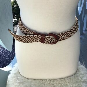 Bloomingdale’s Braided Leather and Twine Belt Made in Turkey